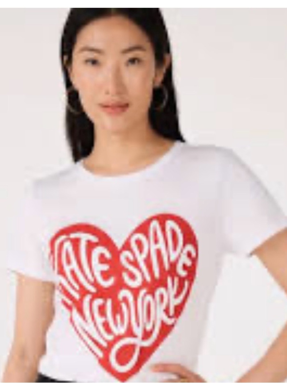 kate spade White Tee with Red Heart Script Logo